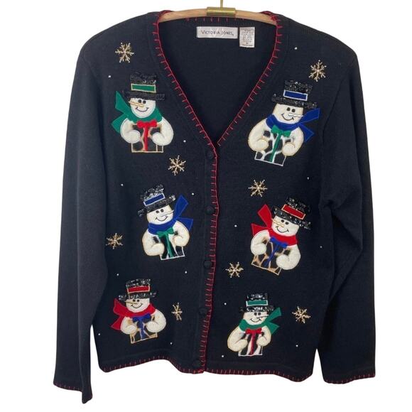 Victoria Jones Christmas Sweater Snowman Ugly Christmas SZ Medium - Picture 1 of 10